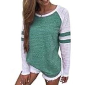 Green and white long sleeve tee